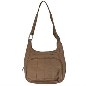 Travelon Tan Nylon Travel Safe Anti-Theft Crossbody Bag